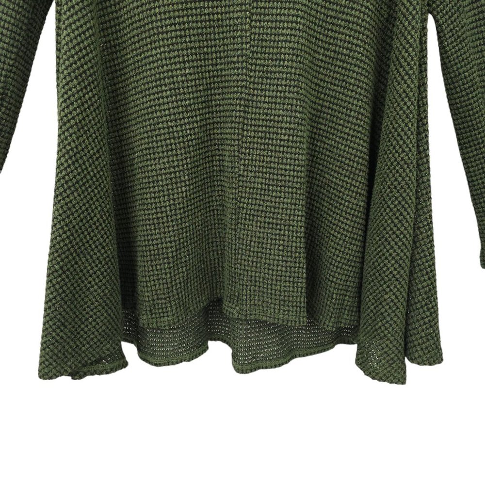 C'isa Hooded Pullover Sweater Womens Size M Green Side Slit Top Long Sleeve - Picture 13 of 15
